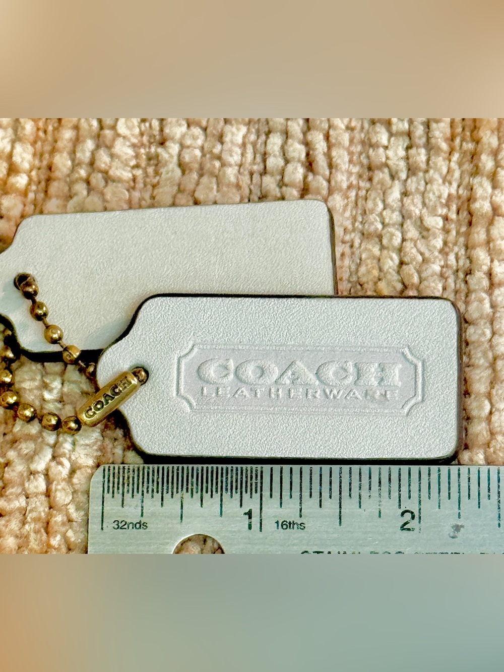 Coach Leather Double Sided Embossed + the gold stamped Curved Zip Bag Tag - Picture 15 of 15